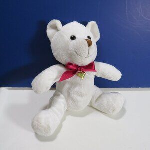 White Bear with Gold Heart Very Soft, Squishable 6.5" tall